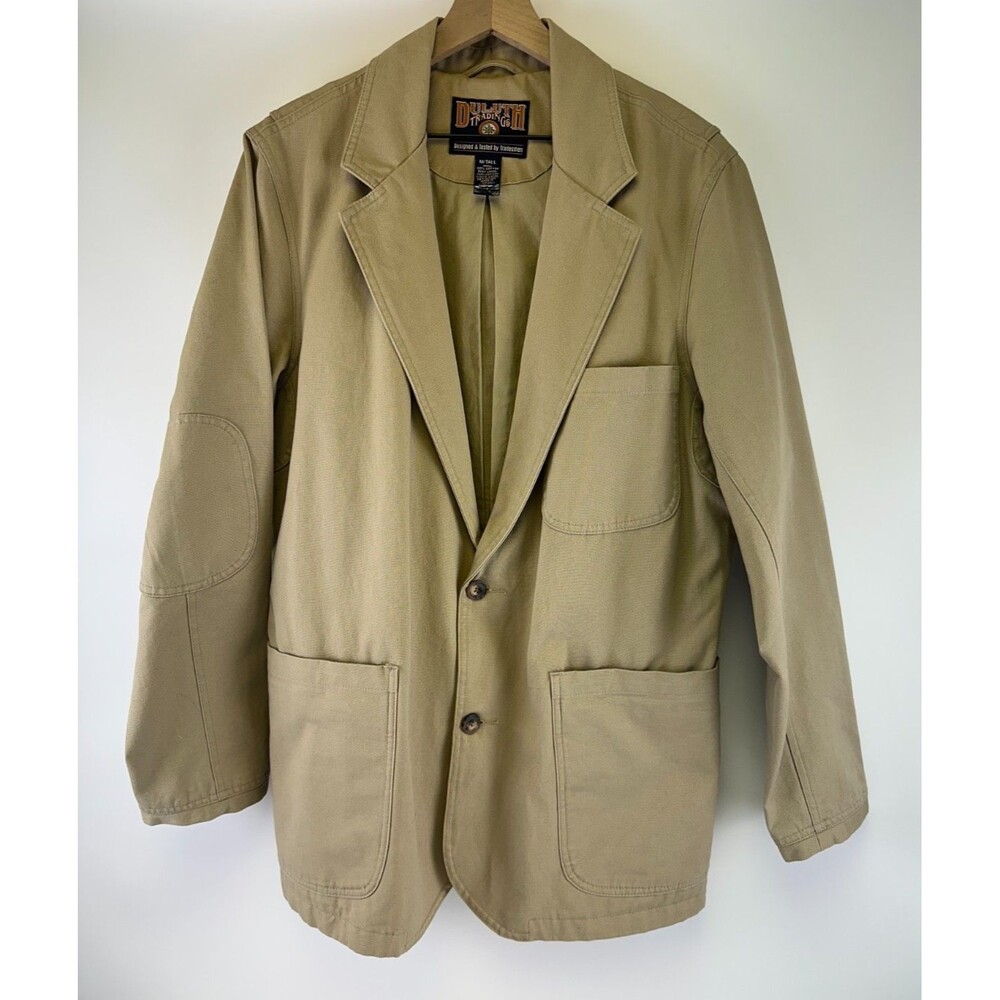 Duluth Trading Vintage Firehose Blazer‎ Jacket Tan Button 85350 Mens Medium Tall